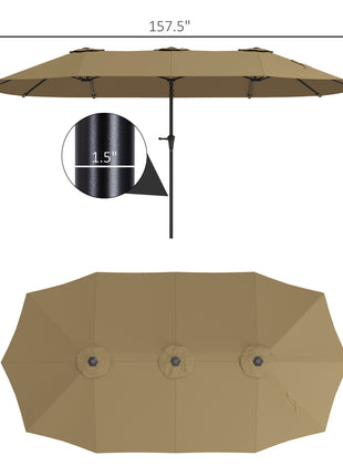 13 ft. Extra Large Patio Umbrella with Easy Crank Handle, Vents for Outdoor, Patio, UPF30+, Coffee