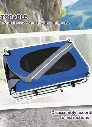 Dog Bike Trailer, Pet Wagon Bicycle Trailer with Easy Folding Cart Frame, 20" Large Rubber Wheels, 3 Entrances, Mesh Screen, Pet Bike Trailer for Off-Road & Travel, Blue and White