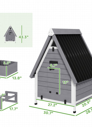 Chicken Coop for 2 Chickens, Outdoor Wooden Chicken House with Removable Nesting Box & Roosting Bar, Tray, Ramp