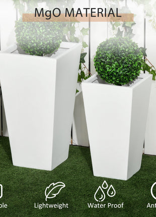 2-Pack Outdoor Planter Set, Flower Pots with Drainage Holes, Durable & Stackable Plant Pot, 22in & 18in, for Porch, Entryway, Patio, Yard, Garden, White