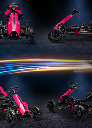 12V Electric Go Kart for Kids w/ Adjustable Speed, Pink