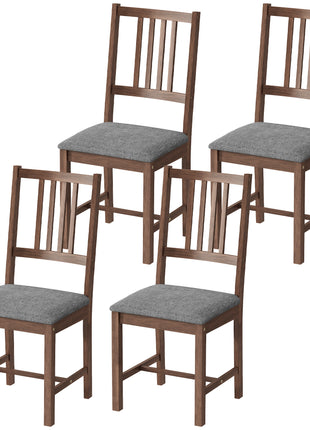 Set of 4 Dining Chairs, Upholstered Dining Room Chairs with Rubberwood Legs for Kitchen, Farmhouse Walnut