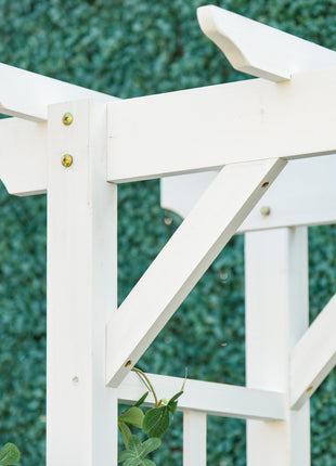 85" Wooden Garden Arbor for Wedding and Ceremony, Outdoor Garden Arch Trellis for Climbing Vines - White