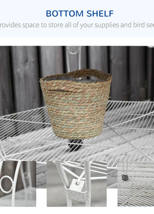 77" Flight Bird Cage Hexagon Covered Canopy Portable Aviary With Storage
