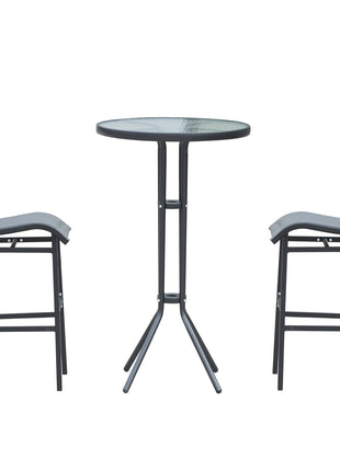 3 Piece Bar Height Outdoor Bistro Set for 2, Charcoal Gray