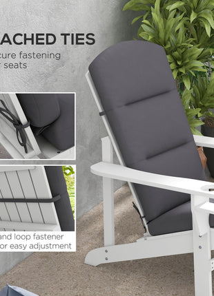 Outdoor Chair Cushions for Adirondack Chair, Replacement Cushions with Ties, Seat & Back Cushion, Gray