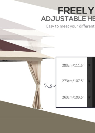 13' x 13' Pop Up Gazebo Instant Canopy Tent Shelter with 2-Tier Roof, Carry Bag, Wight Bags for Outdoor, Garden, Brown
