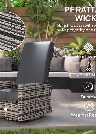 Outdoor Wicker Swivel Recliner Chair, Lifting Footrest, 360° Rotating Basic, Water-resistant Cushions, Gray