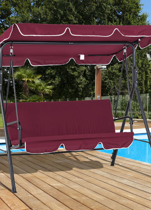 Outdoor Patio Swing Chair with Adjustable Tilt Canopy and Removable Cushion, Red