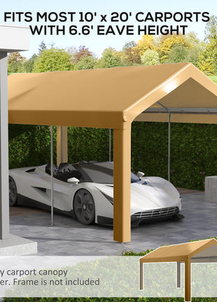 10 x 20ft Carport Roof, UV Resistant Canopy Replacement, Fits 84C-378V00 and 84C-206 Series, Beige