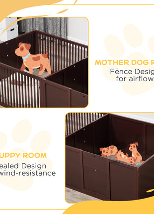 Whelping Box for Dogs Built for Mother's Comfort, Dog Whelping Pen with Removable Doors, Puppy Playpen for Indoors, Newborn Puppy Supplies & Essentials, 81" x 39" x 20", Coffee