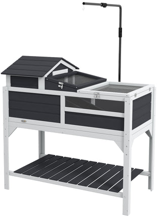 Tortoise Enclosure Tortoise House w/ Adjustable Lamp Holder, Storage Shelf, Removable Main House, Openable Lid, Gray