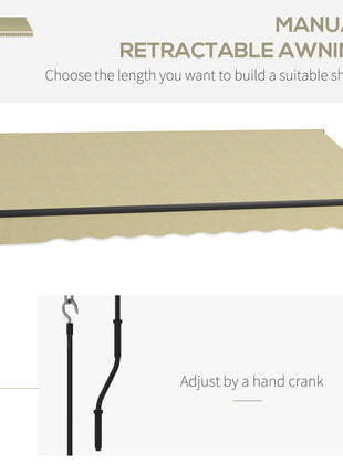 10' x 8' Retractable Awning, 280gsm UV Resistant Sunshade Shelter for Deck, Balcony, Yard, Beige