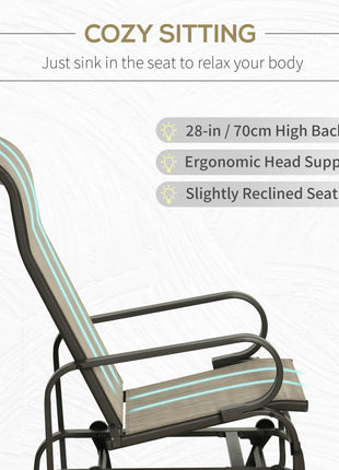 Gliding Lounger Chair, Single Rocker with Lightweight Metal & Mesh Construction, Tan