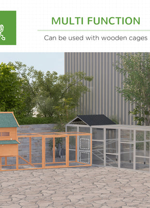 Wooden Chicken Coop Run for 6 - 10 Chickens, Hen House Add-On with Storage, Perches, 141.75" x 48" x 61", Gray