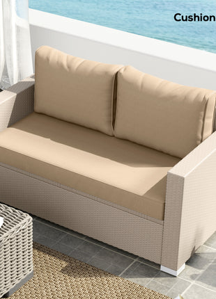 2 Seat Patio Furniture Cushions, 46x26x5 in, Thick Outdoor Loveseat Cushion Set with Removable Cover, Fade-Resistant Replacement Cushions for Outdoor Furniture, Couch, Bench, Swing, Beige