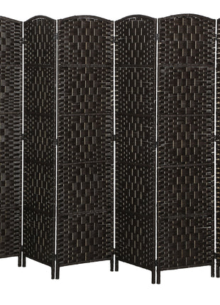 Room Divider, 6 Panel Folding Privacy Screen, 6FT Tall Portable Weave Partition Wall Divider for Bedroom, Coffee
