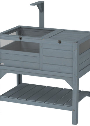 Tortoise Habitat with Shelf Storage Tortoise Gift Accessory with Weather Protection for Indoor, Gray