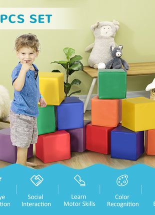 12 Piece Soft Play Blocks Soft Foam Toy for Toddler, Multi-Color