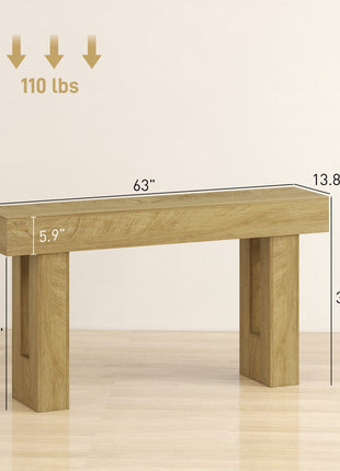 63 Inch Console Table, Sofa Table Behind the Couch with Thickened Tabletop for Living Room, Hallway, Entrance, Oak