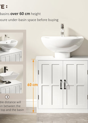 Pedestal Sink Storage Cabinet, Under Sink Cabinet with 2 Doors and Adjustable Shelf, Bathroom Vanity with U-Shape Cut-Out, White
