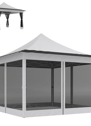 12 x 12 ft. Canopy Tent with Mesh Netting, UPF50+ Pop Up Tent with Carry Bag for Garden, Patio, Light Gray