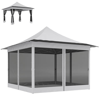 12 x 12 ft. Canopy Tent with Mesh Netting, UPF50+ Pop Up Tent with Carry Bag for Garden, Patio, Light Gray