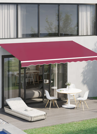 13' x 8' Retractable Awning, Patio Awnings, Sunshade Shelter w/ Manual Crank Handle, UV & Water-Resistant Fabric and Aluminum Frame for Deck, Balcony, Yard, Wine Red