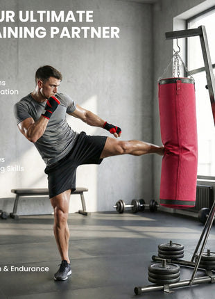 Punching Bag with Stand for Adults, 72.8"-90.9" Height Adjustable Freestanding Boxing Stand with Canvas Sandbag, Red