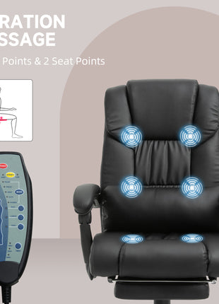 Massage Office Chair with 6 Vibrating Points, High Back Reclining Office Chair with Footrest and Remote, Black