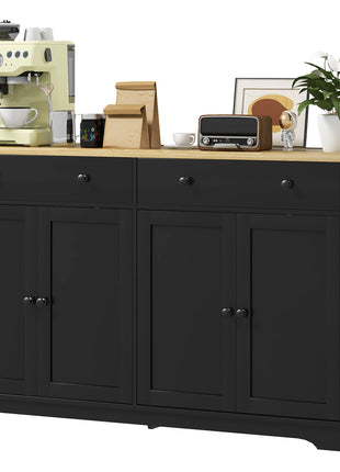 Modern Sideboard, Buffet Cabinet with Storage Drawers, Adjustable Shelves for Living Room, Dining Room, Entryway, Black