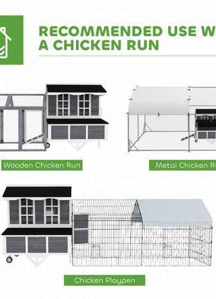 43" Chicken Coop with Wheels, Chicken Tractor with Nesting Box, Windows, Pull-out Tray, Perches, for 2-4 Hens, Gray