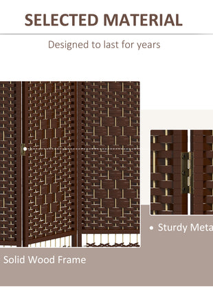 3 Panel Folding Room Divider Portable Privacy Screen Wave Fiber Room Partition for Home Office Brown