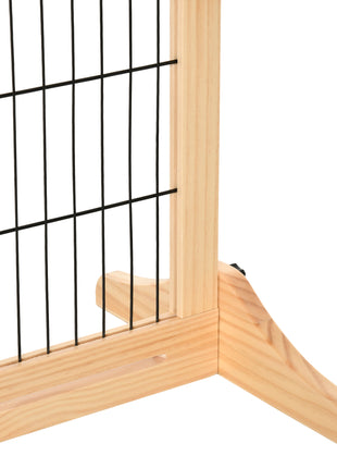 71" W x 27" H Extra Wide Freestanding Pet Gate with Adjustable Length Dog, Cat, Barrier for House, Doorway, Hallway, Natural
