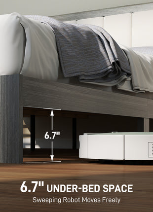 Queen Bed Frame with Headboard Queen Platform Bed Frame with Wooden Slats No Box Spring Needed Easy Assembly Gray