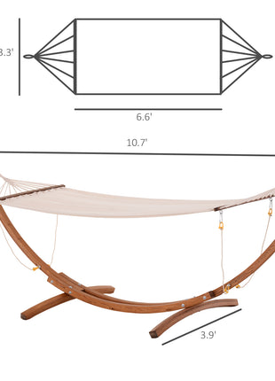 10' Wood Outdoor Hammock, Hammock with Stand Rainbow Bed, Heavy Duty Roman Arc Hammock for Single Person for Patio Backyard Balcony Porch, White
