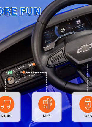 12V Chevrolet Silverado EV RST Licensed Kids Electric Car with Parent Remote Control, Spring Suspension, Blue