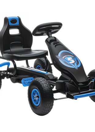 Kids Pedal Go Kart Ride-on Toy with Ergonomic Comfort, Pedal Car with Tough, Wear-Resistant Tread, Go Cart Kids Car for Boys & Girls with Suspension System, Safety Hand Brake, Ages 5-12, Blue