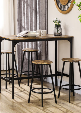 5-Piece Counter Height Bar Table and Chairs Set, Bar Table with Stools, Kitchen Table 4 Chairs, Rustic Brown