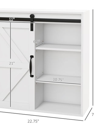 Bathroom Medicine Cabinet, Wall Cabinet with Sliding Door and Adjustable Shelf, 22.75" x 7.75" x 24.5", White