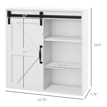 Bathroom Medicine Cabinet, Wall Cabinet with Sliding Door and Adjustable Shelf, 22.75" x 7.75" x 24.5", White