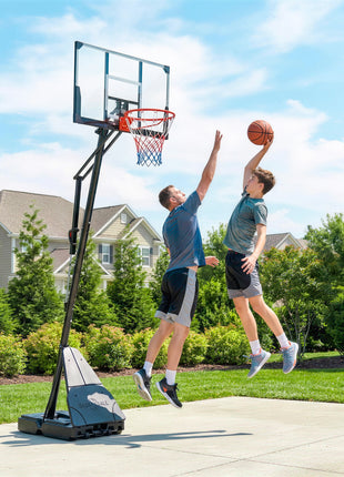 Portable Basketball Hoop Outdoor, 8-10ft Adjustable Basketball Goal, 47 Inch Shatterproof Backboard, Action Grip