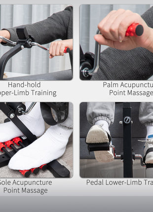 Pedal Exerciser, Hand Arm Knee and Leg Exercise Machine for Seniors, Height-adjustable, with LCD Display and Foot Massage Roller