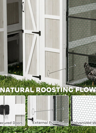 Large Chicken Coop for 10-15 Hens, Walk-in Outdoor Chicken House with Run, Nesting Box, Waterproof Roof, Perches