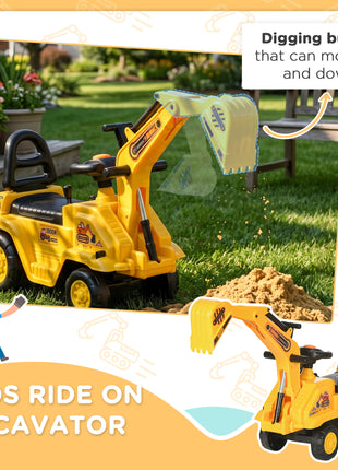 2 in 1 Ride On Toy Digger Digger Tractor Pulling Cart Pretend Play Construction Truck