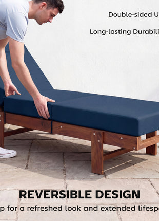 Chaise Lounge Cushion, 4" Thick Outdoor Lounge Chair Cushions with Ties for Patio, 26" x 80", Navy Blue