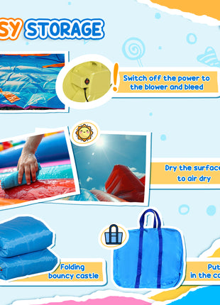 6-in-1 Inflatable Water Slide with Splash Pool, Slide, Climbing Wall, Water Cannon, Inflatable Bounce House for Kids with 2 Min. Inflation and Air Blower