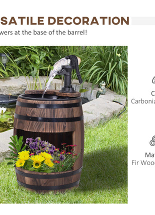 23" H Outdoor Water Fountain Wood and Plastic Rustic Apple Barrel Pump Garden Decor for Outside Backyard