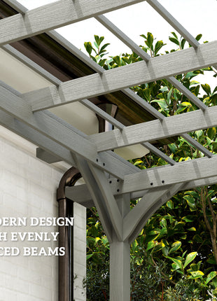 12' x 16' Outdoor Pergola, Wood Gazebo Grape Trellis with Stable Structure for Climbing Plant Support, Gray
