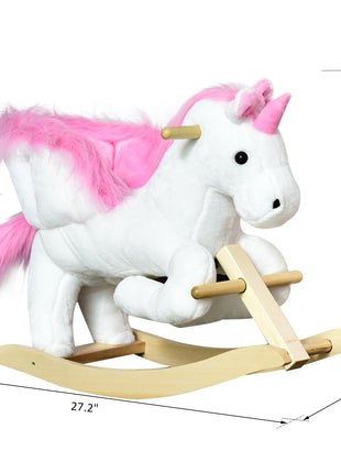 Unicorn Baby Rocking Horse Toy for Kids with Lullaby Song, Plush Ride on Horse with Heavy-Duty Support System, Pretend Play Interactive Toy for Toddlers 18-36 Months